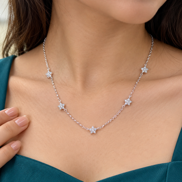 925 Sterling Silver Star Link Necklace for Women | TOSHINI