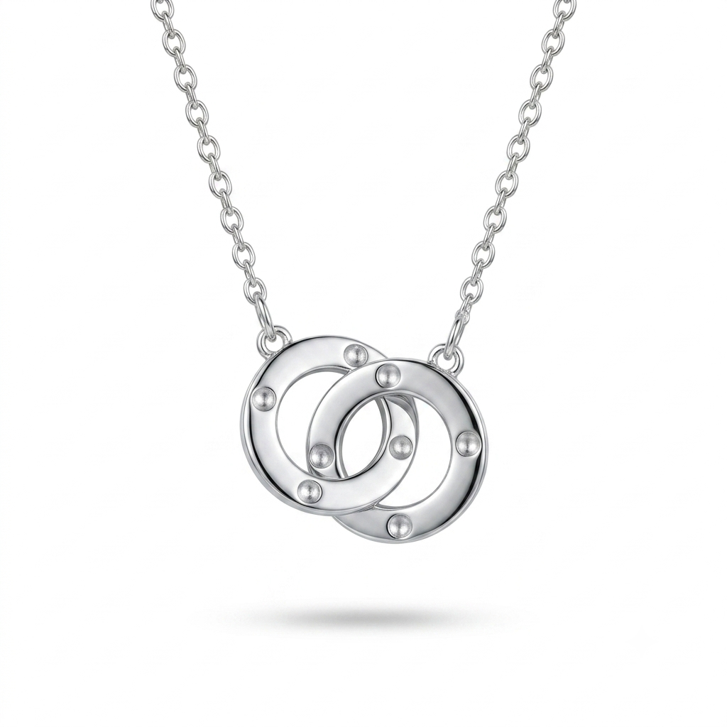 925 Sterling Silver Interlocking Circle Pendant Necklace for Women | TOSHINI