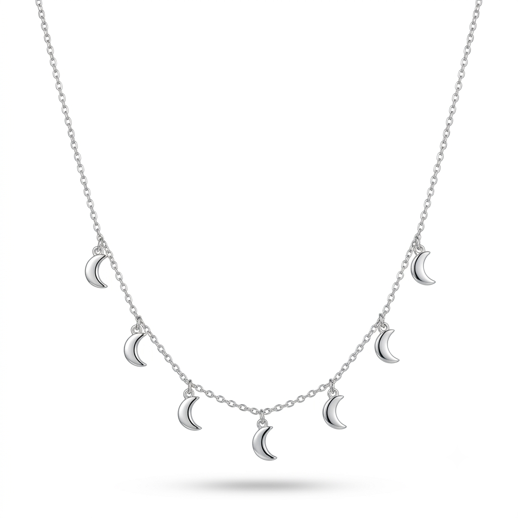 925 Sterling Silver Crescent Moon Charm Necklace for Women | TOSHINI