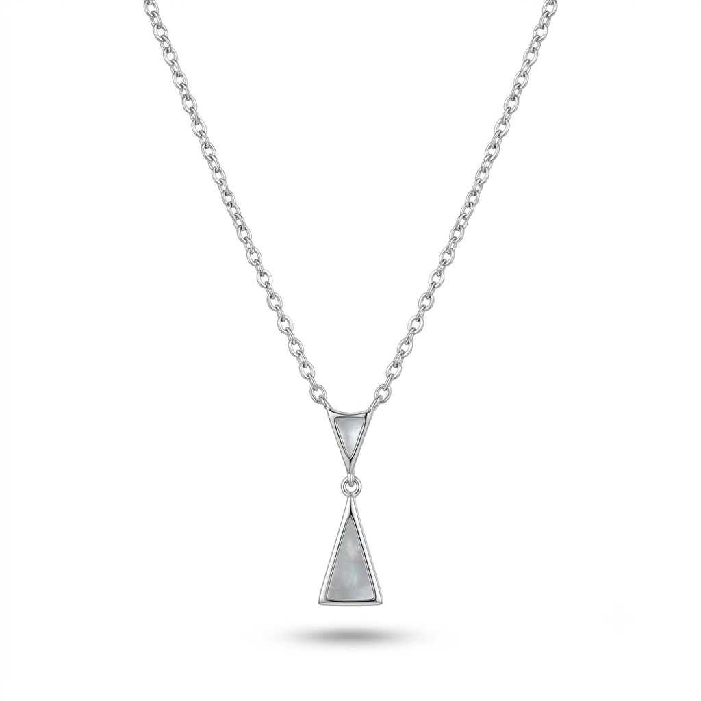 925 Sterling Silver Geometric Mother of Pearl Pendant Necklace for Women | TOSHINI