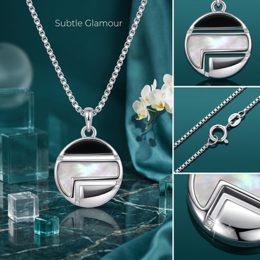 925 Sterling Silver Geometric Circle Pendant Necklace for Women | TOSHINI