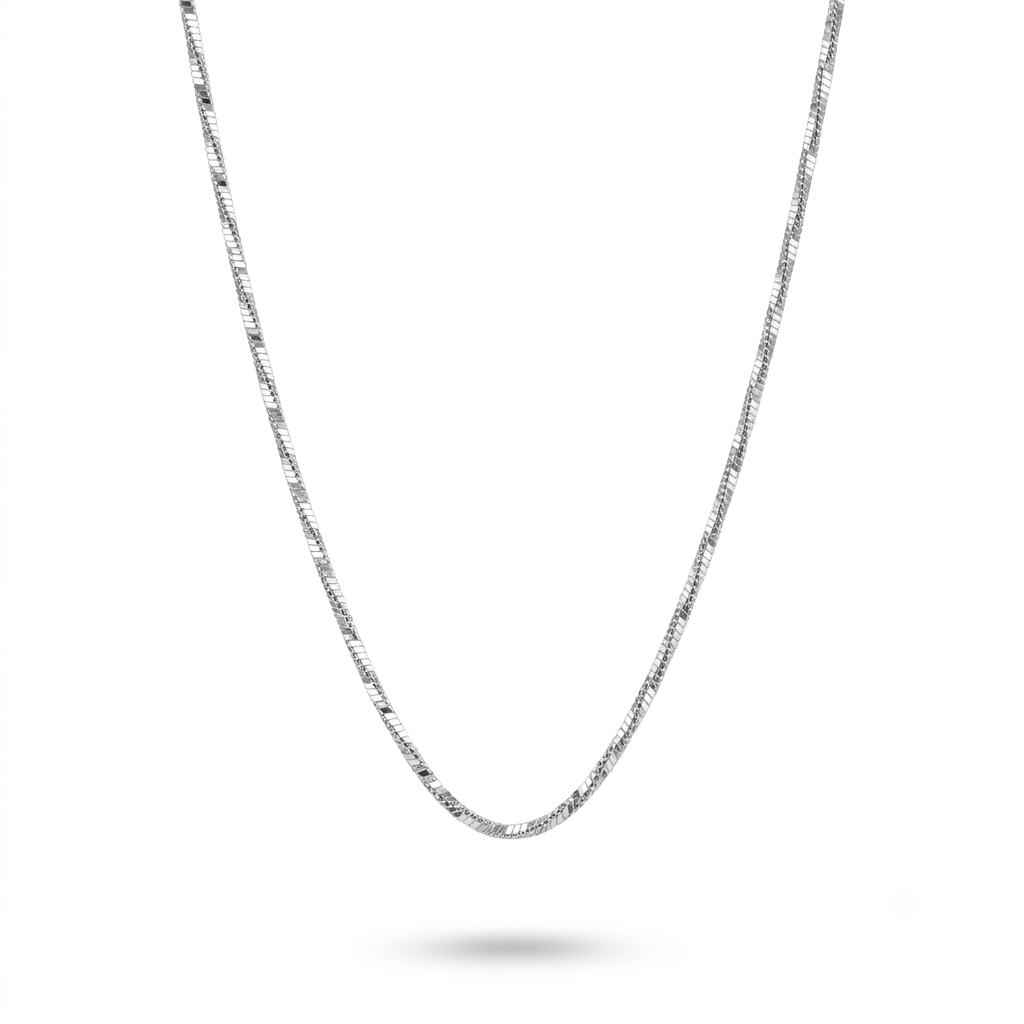 925 Sterling Silver Diamond-Cut Box Chain Necklace for Women | TOSHINI