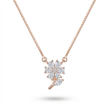 925 Sterling Silver Floral CZ Pendant Necklace for Women | TOSHINI