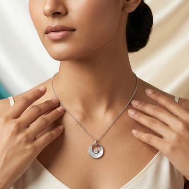 925 Sterling Silver Mother of Pearl Circle Pendant Necklace for Women | TOSHINI