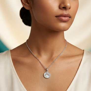 925 Sterling Silver Mother of Pearl Whale Tail Pendant Necklace for Women | TOSHINI