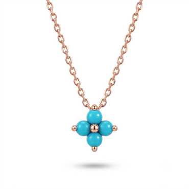 925 Sterling Silver Turquoise Floral Pendant Necklace for Women | TOSHINI