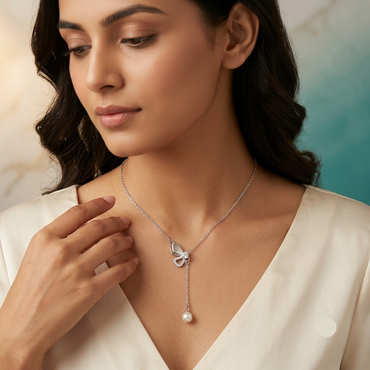 925 Sterling Silver Mother of Pearl & Pearl Drop Y Necklace for Women | TOSHINI