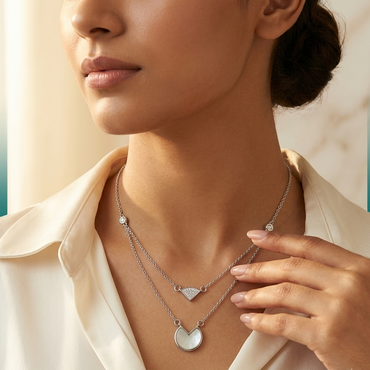 925 Sterling Silver Double Layer Mother of Pearl Pendant Necklace for Women | TOSHINI