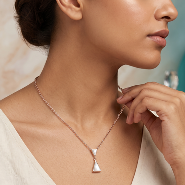 925 Sterling Silver Geometric Mother of Pearl Pendant Necklace for Women | TOSHINI