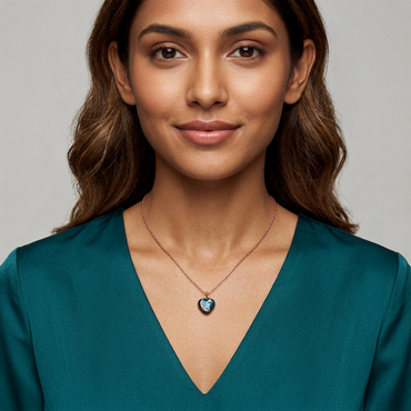 925 Sterling Silver Rose Gold Enamel Celestial Heart Pendant Necklace for Women | TOSHINI