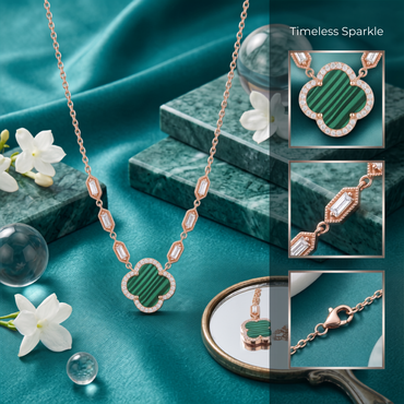 Hallmarked 925 Sterling Silver Rose Gold Clover Necklace | TOSHINI
