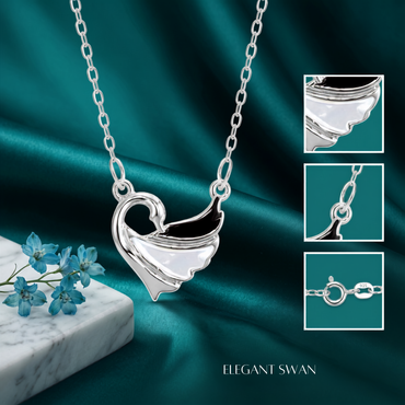 925 Sterling Silver Swan Heart Pendant Necklace for Women