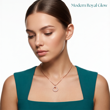 925 Sterling Silver Rose Gold Pavé Open Circle Pendant Necklace for Women | TOSHINI