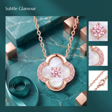 925 Sterling Silver Rose Gold Floral Mother of Pearl Pendant Necklace for Women | TOSHINI