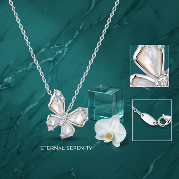 925 Sterling Silver Mother of Pearl Butterfly Pendant Necklace for Women | TOSHINI