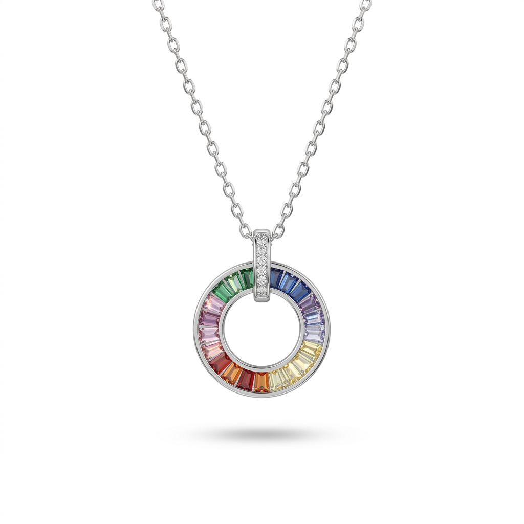 Hallmarked 925 Silver Aurora Spectrum Necklace | TOSHINI