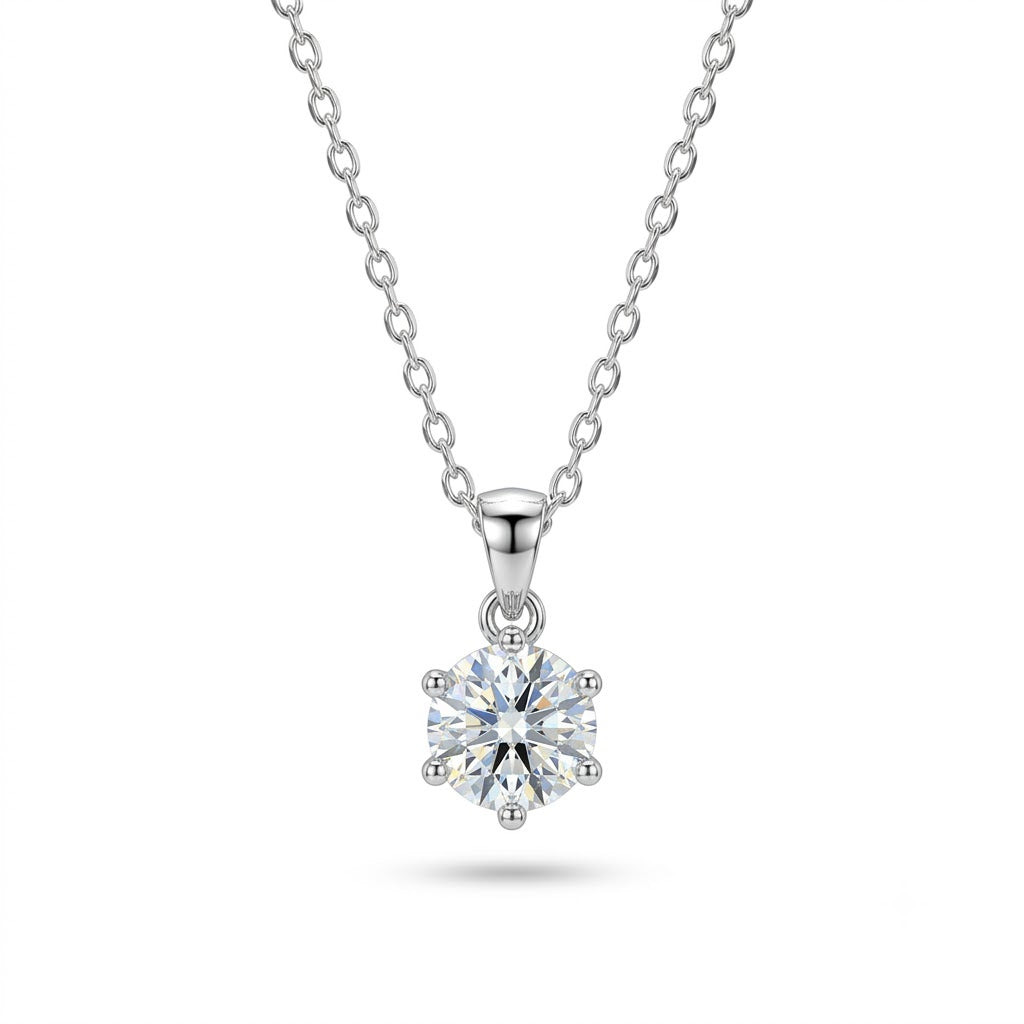 925 Sterling Silver Classic Solitaire Medium Pendant Gram Necklace for Women | TOSHINI