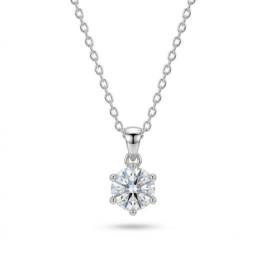925 Sterling Silver Classic Solitaire Medium Pendant Gram Necklace for Women | TOSHINI
