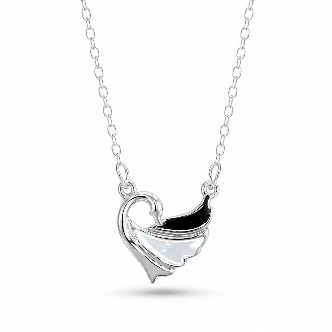 925 Sterling Silver Swan Heart Pendant Necklace for Women