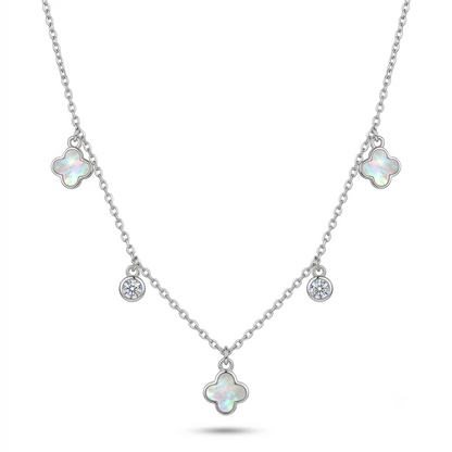 925 Sterling Silver Mother of Pearl Clover Charm Necklace for Women | TOSHINI