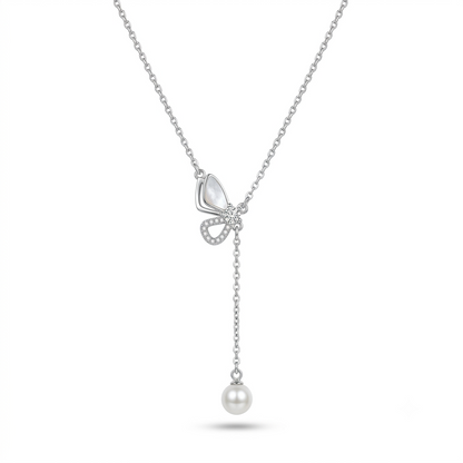 925 Sterling Silver Mother of Pearl & Pearl Drop Y Necklace for Women | TOSHINI