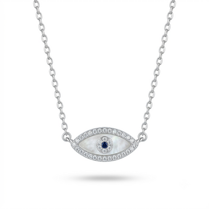 925 Sterling Silver Evil Eye Mother of Pearl Necklace for Women | TOSHINI