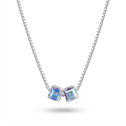 925 Sterling Silver Aurora Crystal Duo Pendant Necklace for Women | TOSHINI