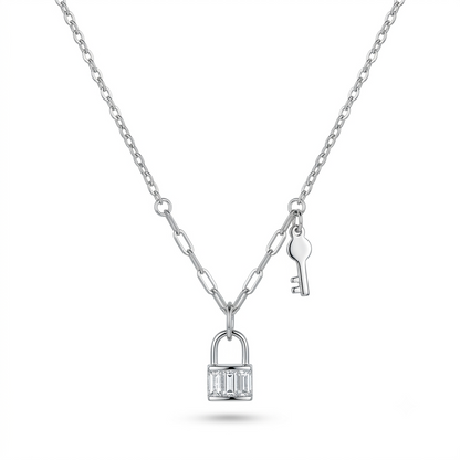 925 Sterling Silver Lock & Key Pendant Necklace for Women | TOSHINI