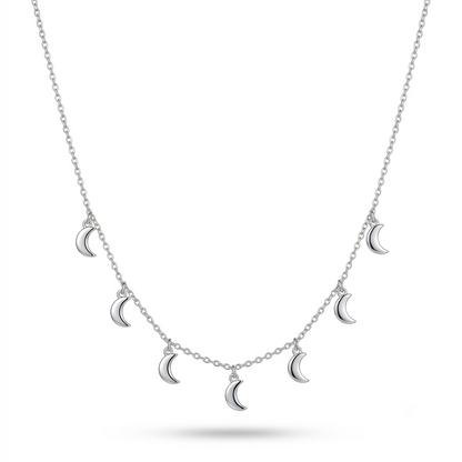 925 Sterling Silver Crescent Moon Charm Necklace for Women | TOSHINI