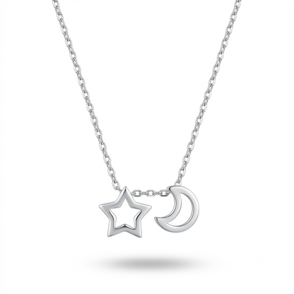 925 Sterling Silver Celestial Star & Moon Pendant Necklace for Women | TOSHINI