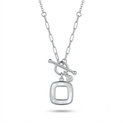 925 Sterling Silver Mother of Pearl Toggle Pendant Necklace for Women | TOSHINI