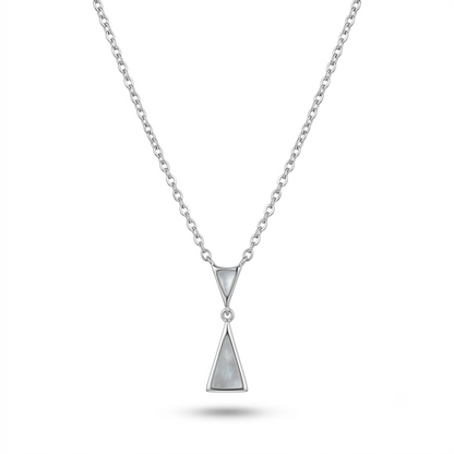 925 Sterling Silver Geometric Mother of Pearl Pendant Necklace for Women | TOSHINI