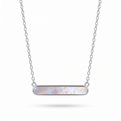 925 Sterling Silver Minimalist Horizontal Bar Necklace for Women | TOSHINI
