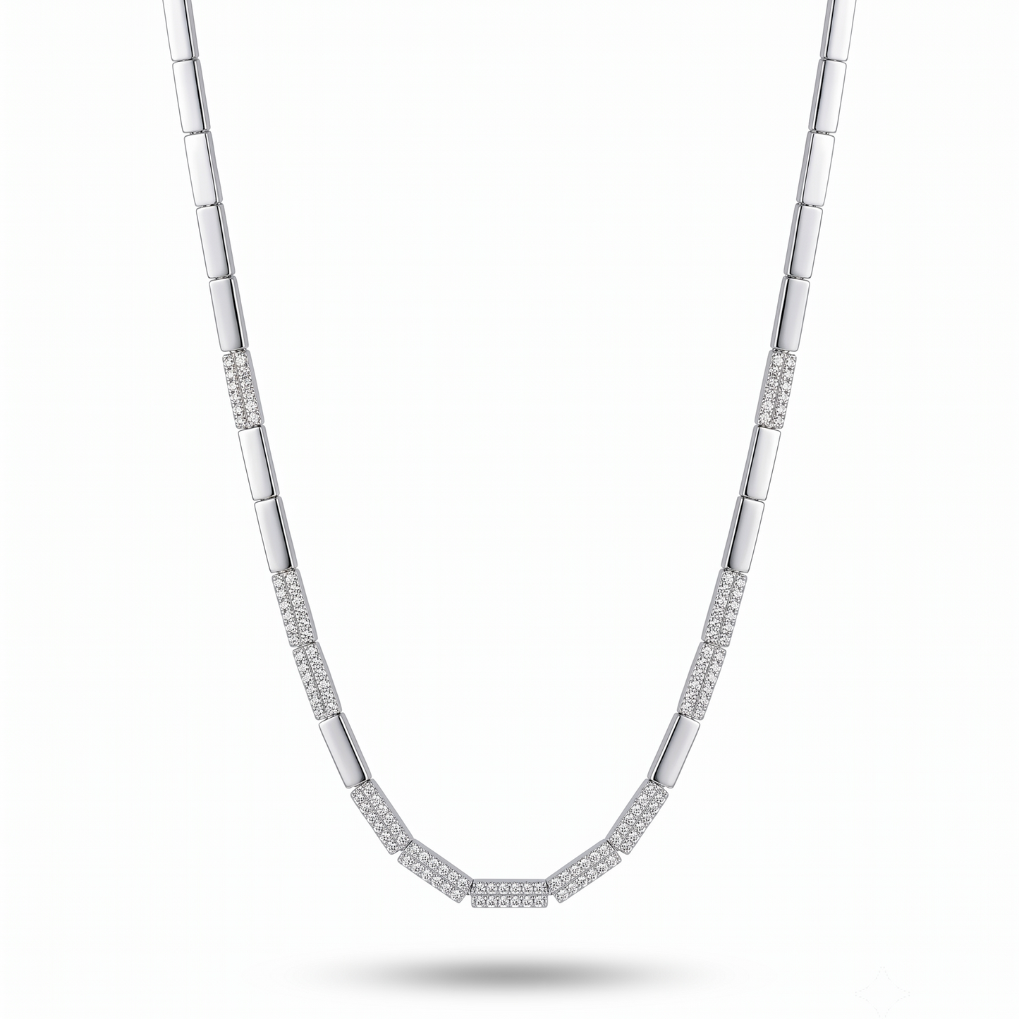 925 Sterling Silver Geometric Link Necklace for Women | TOSHINI