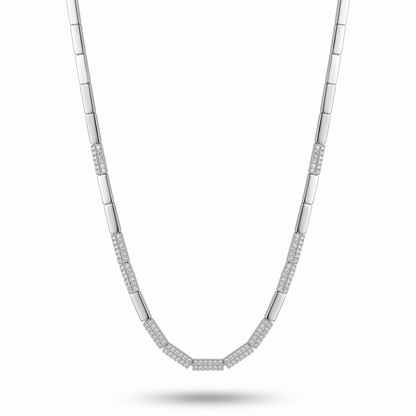 925 Sterling Silver Geometric Link Necklace for Women | TOSHINI