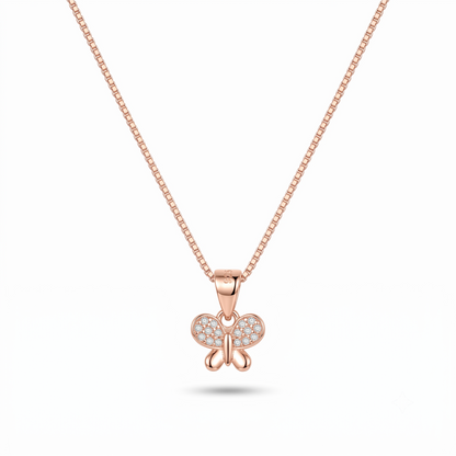 925 Sterling Silver Rose Gold Butterfly Pendant Necklace for Women | TOSHINI