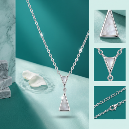 925 Sterling Silver Geometric Mother of Pearl Pendant Necklace for Women | TOSHINI