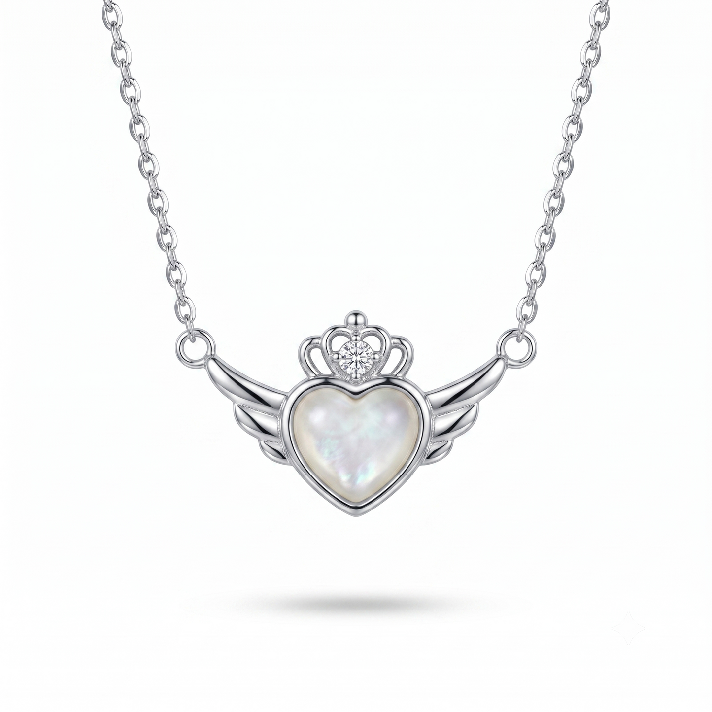 925 Sterling Silver Crown Heart Wing Necklace for Women | TOSHINI