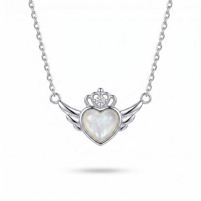 925 Sterling Silver Crown Heart Wing Necklace for Women | TOSHINI