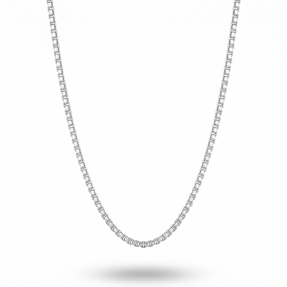 925 Sterling Silver Box Chain Necklace for Women | Minimal Everyday Chain | TOSHINI