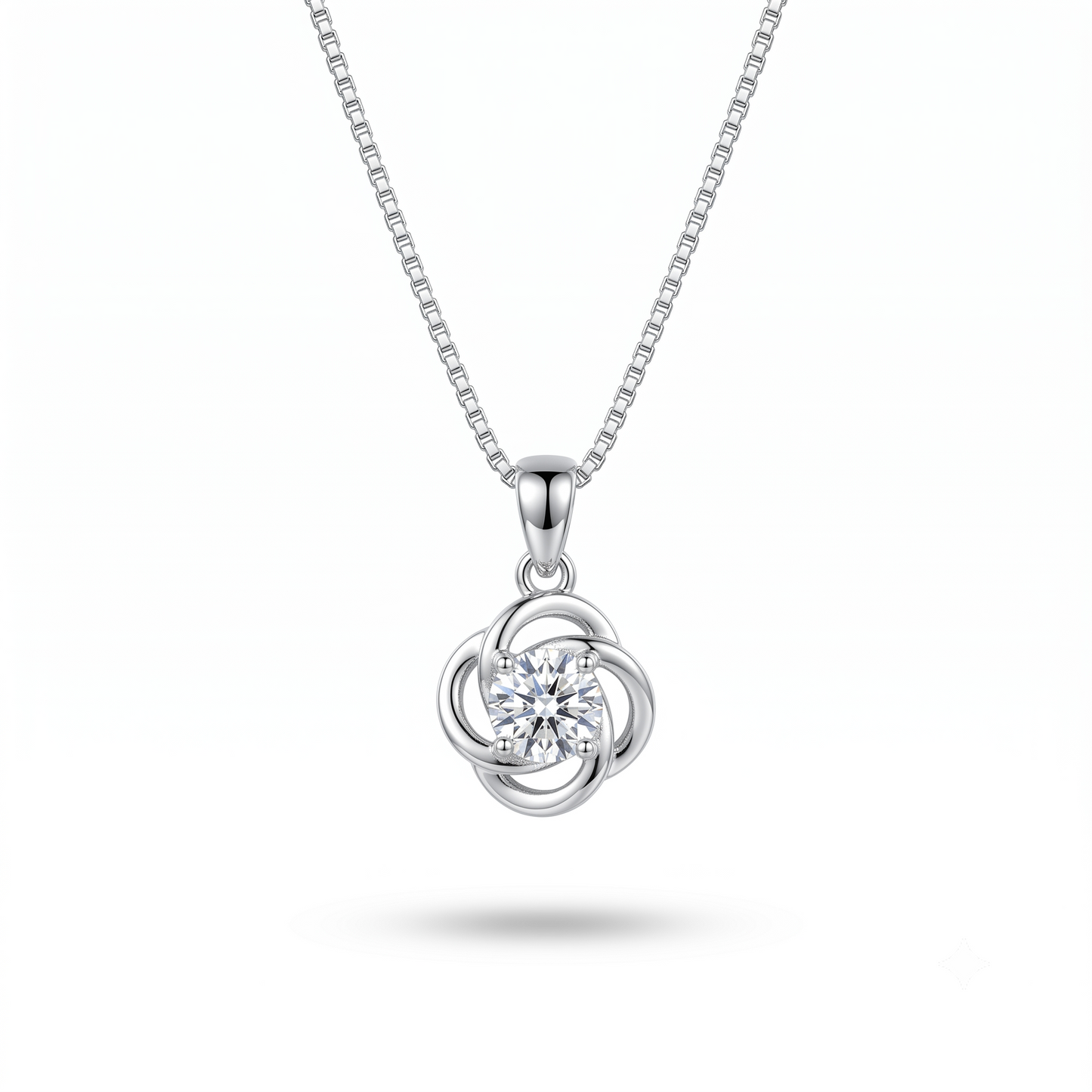 925 Sterling Silver Floral Halo Solitaire Pendant Necklace for Women | TOSHINI