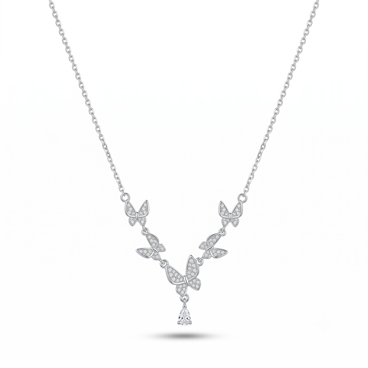 925 Sterling Silver Butterfly Cascade Drop Necklace for Women | TOSHINI