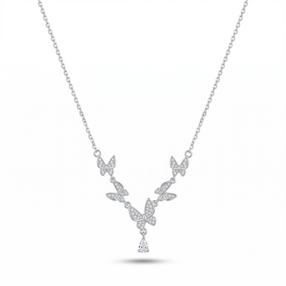 925 Sterling Silver Butterfly Cascade Drop Necklace for Women | TOSHINI