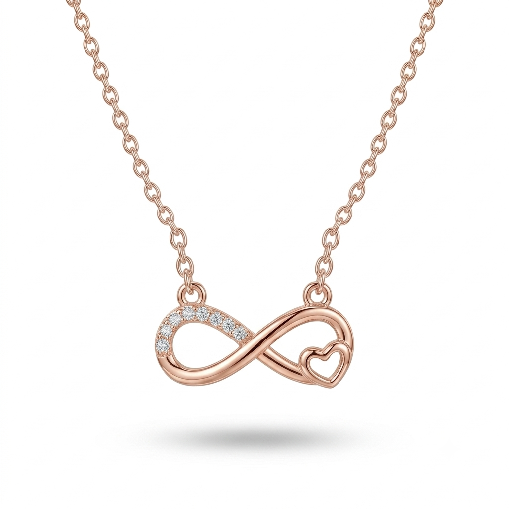 925 Sterling Silver Rose Gold Infinity Heart Necklace for Women | TOSHINI