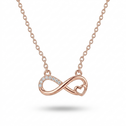 925 Sterling Silver Rose Gold Infinity Heart Necklace for Women | TOSHINI