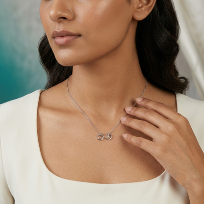 925 Sterling Silver Celestial Star & Moon Pendant Necklace for Women | TOSHINI