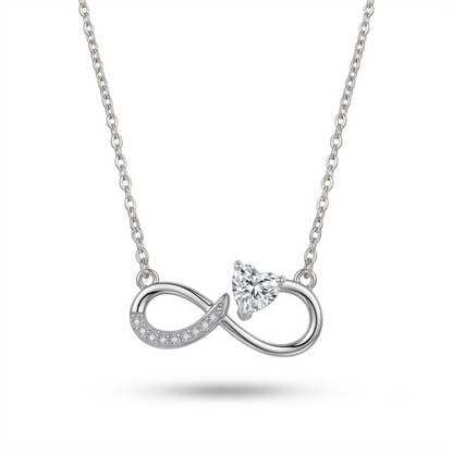 925 Sterling Silver Infinity Heart CZ Pendant Necklace for Women | TOSHINI
