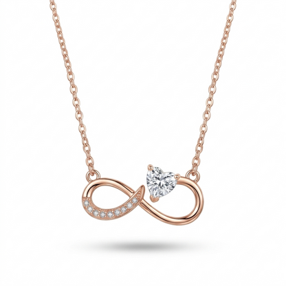 925 Sterling Silver Infinity Heart CZ Pendant Necklace for Women | TOSHINI