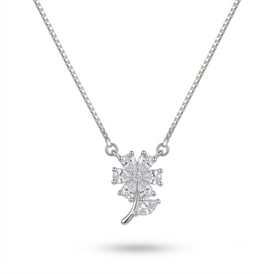 925 Sterling Silver Floral CZ Pendant Necklace for Women | TOSHINI