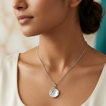 925 Sterling Silver Gingko Leaf Mother of Pearl Pendant Necklace for Women | TOSHINI